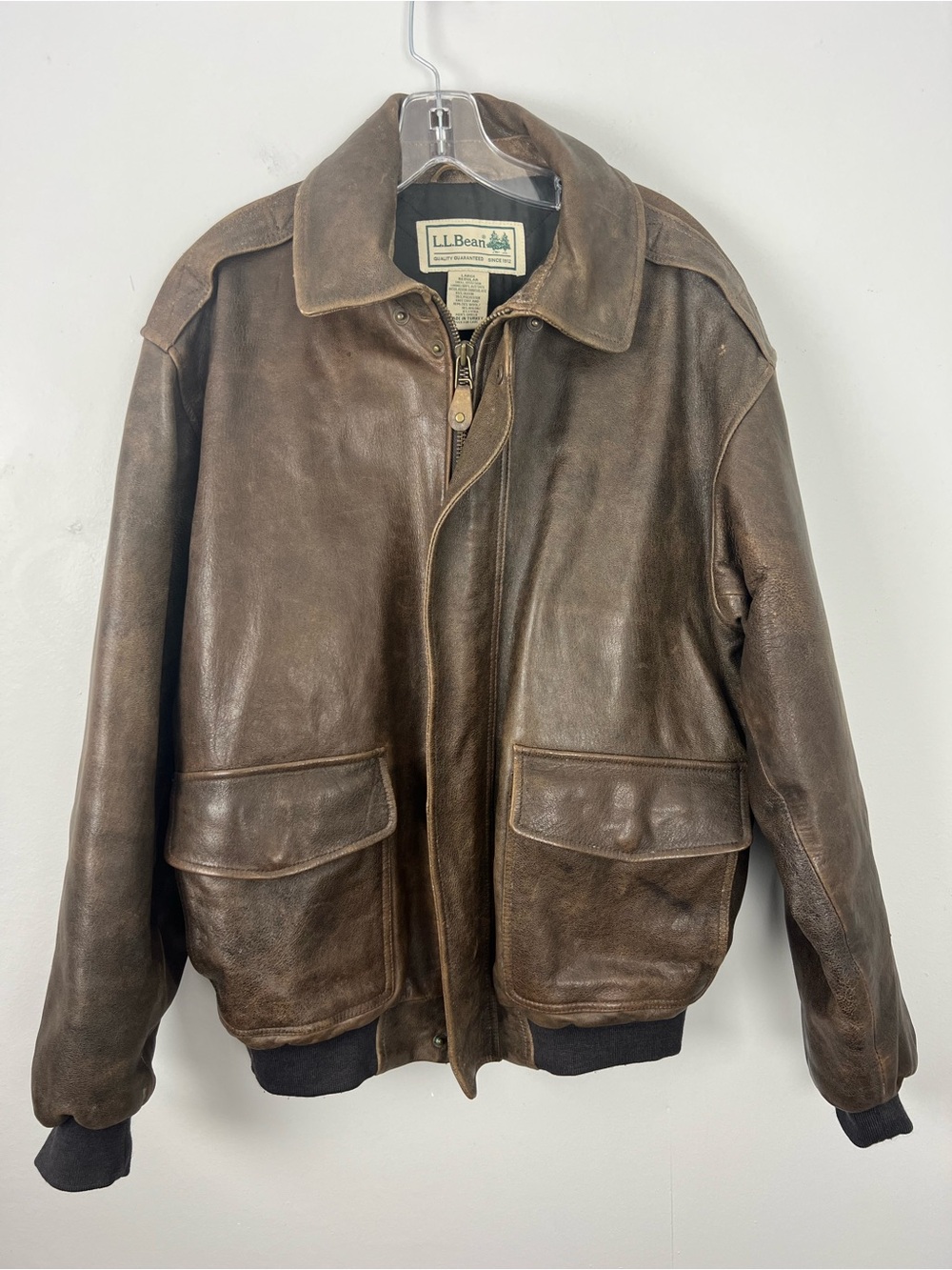 L.L. Bean Goatskin Leather A2 Bomber Pilot Aviator Jacket